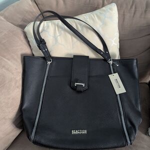 Reaction Kenneth Cole Black Tote with Silver Accents